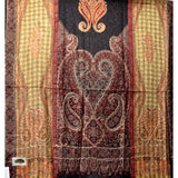Shawl - Black with Golden Embroidery - KatraBAZAAR