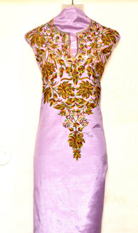 Lavender Silk Suit Length - KatraBAZAAR